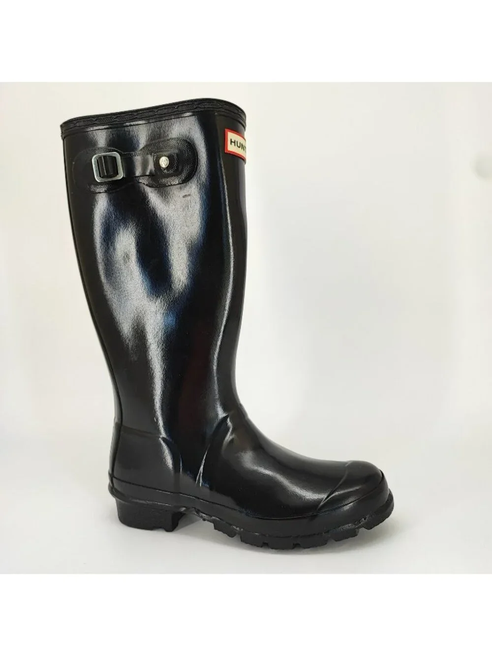 Hunter Original Kids Gloss Women's Size 5 Rain Boots Black Tall Rubber W23991